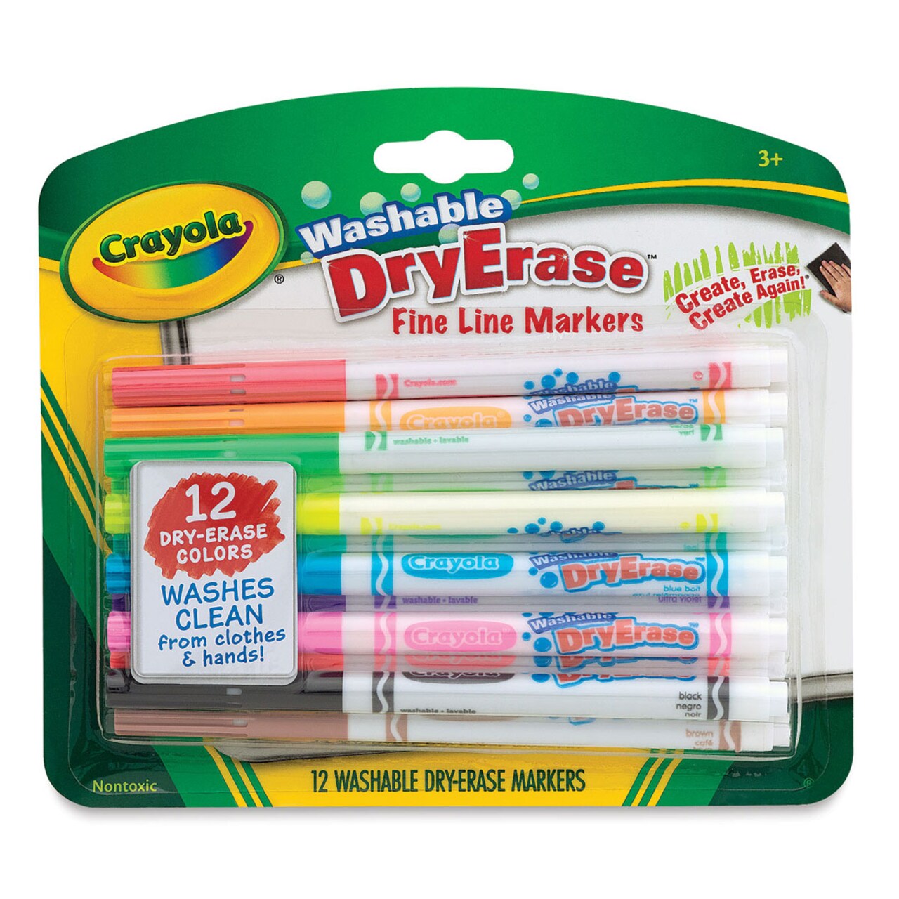Crayola Washable Dry Erase Marker Set - Assorted Colors, Thin, Set of 12